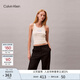 Calvin KleinJeans25早秋新款女士時尚刺繡ck羅紋微彈修身針織背心T恤47C841G YAE-牛乳白 M