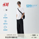 H&M男裝女裝T恤夏季涼感COOLMAX?透氣重磅寬松情侶裝短袖0948441 白色 M 175/100