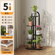 長(cháng)萬(wàn)家花架客廳家用落地式陽(yáng)臺置物架多層花架立式花盆架鐵藝室內裝飾架 5層6盆黑【加粗升級版】