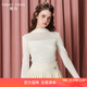 糖力【商場(chǎng)同款】秋新款長(cháng)袖T恤女薄款植絨半高領(lǐng)打底衫上衣 杏色 M