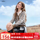 百圖（betu）女裝2025年秋季新款毛針織衫提花設計假兩件拼接長(cháng)袖上衣2509T35 咖啡色 M
