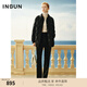 INSUN恩裳專(zhuān)選春季時(shí)尚菱格直充絨白鵝絨羽絨服黑色XL