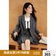 獨束大碼女裝智性風(fēng)套裝系列2024秋季西裝外套+襯衫+裙子三件套 格雷灰（外套） 2XL (尺碼：4) (尺碼：4)