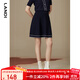 藍地（LANDI）藏藍色通勤高腰a字提花針織半身裙女短裙半裙秋新品 藏青色 L