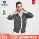 Navigare意大利小帆船純羊毛女士毛衣秋冬寬松V領(lǐng)開(kāi)衫假兩件保暖羊毛衫女 暗巖灰/白 XL