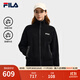 FILA斐樂(lè )官方女士編織外套2025冬新款時(shí)尚休閑寬松拉鏈毛衣開(kāi)衫 正黑色-BK M 165/84A/M