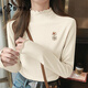 都市麗人木耳領(lǐng)雙面絨打底衫女秋冬2025新款磨毛修身親膚舒適內搭長(cháng)袖上衣