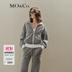 MO&Co.外套絲絨感撞色白條高領(lǐng)立領(lǐng)休閑短外套美式復古運動(dòng)摩安珂 中花灰色 S 160