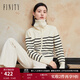 菲妮迪（FINITY）品牌針織衫冬季黑白條紋時(shí)尚高領(lǐng)毛衣外套上衣女 黑白條紋 M