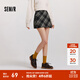 森馬（Semir）半身裙女格紋A字裙復古文藝氣質(zhì)冬俏皮時(shí)尚短裙小個(gè)子學(xué)院風(fēng) 灰藍色調00428 L