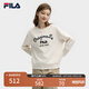 FILA 斐樂(lè )官方女子套頭衛衣2025春新款休閑刺繡寬松針織長(cháng)袖上衣 云菇白-WT M （165/84A/M）