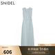 SNIDEL2025春夏新品簡約毛邊圓領(lǐng)無袖后開叉針織連衣裙SWNO251097 淺藍色 M (1)