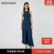 moussy 新品美式復古風(fēng)解構袖牛仔連衣裙女010HA611-3631 110藍色 S
