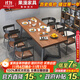 果漫實(shí)木長(zhǎng)桌家用去客廳化書桌美式休閑咖啡桌辦公桌會(huì)議桌餐桌鐵藝腿 1.8米實(shí)木桌+鐵藝椅4 升級(jí)豪華版