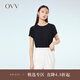 OVV2023春夏新款女裝22MM鬼縐真絲圓領(lǐng)短袖內(nèi)搭上衣 黑色（凈色）04 L