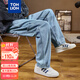 唐獅（TonLion）2023工裝牛仔褲男寬松直筒長(cháng)褲闊腿褲休閑褲 牛仔藍 L 