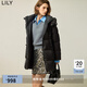 LILY冬新款女裝純色百搭立領(lǐng)連帽寬松面包服90白鴨絨羽絨服女 510黑 M