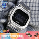 卡西歐（CASIO）【送禮物】手表男G-SHOCK小方塊數(shù)顯金屬送男友運(yùn)動(dòng)潮流電子表 GM-5600-1PR炫銀膠帶-人氣推薦