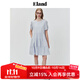 ELAND衣戀連衣裙女側(cè)拉鏈圓領(lǐng)寬松A版裙子夏季新款 藍(lán)色(50)Blue S 160