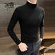 洋客高端長(cháng)袖t恤男秋冬新款百搭潮流半高領(lǐng)男士打底衫修身內搭t恤冬季 黑色 L 建議105-120斤