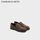 CHARLES&KEITH平底英倫復古風(fēng)樂(lè )福鞋單鞋生日禮物送女友CK1-70381170 CK1-70381170-1Dark Brown Textured深棕色 37 （235）