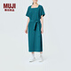 無(wú)印良品（MUJI）IDEE 女式 泡泡紗 法國袖連衣裙 女裝裙子夏季短袖GAD56C4S 深藍色 均 碼 (165/88A)