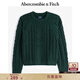 Abercrombie & Fitch男裝24秋冬美式百搭寬松麻花套頭圓領(lǐng)針織毛衣120-4189 墨綠色 L (180/108A)