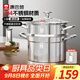康巴赫蒸鍋304不銹鋼大容量湯鍋多功能蒸煮鍋具22cm復(fù)底燃?xì)怆姶艩t通用