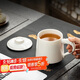 八千行羊脂玉瓷泡茶杯陶瓷杯帶蓋接待會(huì )議室茶杯辦公室馬克杯白瓷水杯子