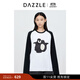 DAZZLE地素 T恤2024年秋季新款女裝黑白撞色企鵝長(cháng)袖上衣 漂白色 S (160)