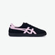 Onitsuka Tiger鬼塚虎官方同款 春夏女鞋懶人鞋低幫布面運動休閑鞋 黑色/粉紅色 37.5