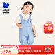 minibala【水果造型女童背帶褲】迷你巴拉巴拉兒童寶寶綿軟舒適透氣褲子夏 牛仔淺藍88101 100 cm