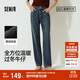 森馬（Semir）森柔|牛仔褲女冬搖粒絨直筒褲高腰2025酷颯風(fēng)拖地褲109725124006