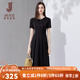 經(jīng)典故事（JANE STORY）高端精致連衣裙女2024夏季新款端莊大方正式場合長裙壓褶純色裙子 黑色 M