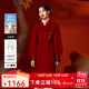 秋水伊人100%綿羊毛國風(fēng)感雙面呢外套冬季新款女裝廓形大衣 大紅 L