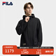 FILA 斐樂(lè)官方男裝梭織外套2025秋裝新款時(shí)尚商務(wù)休閑寬松連帽夾克 正黑色-BK M 170/92A/M