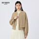深呼吸DEEP BREATH女裝休閑抽褶下擺拉鏈棒球服外套女A401318 奶咖 M (3)