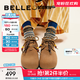百麗（Belle）厚底松果吐司2代勃肯鞋女25秋新商場(chǎng)款串珠休閑鞋E1J1DCM5預售 棕色 37 (235mm)