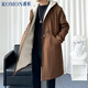 羅蒙（ROMON）風(fēng)衣外套男中長(cháng)款加絨加厚男士大衣休閑連帽帥氣商務(wù)咖啡色2XL