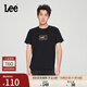 Lee25新品經(jīng)典日常字母Logo印花摩登中性男女同款短袖T恤休閑潮流 黑色2 L