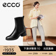 愛步（ECCO）靴子女 冬季休閑粗跟切爾西女靴皮靴 雕塑222433 HL 黑色22243301001 37