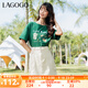 lagogo純棉休閑牛仔A字短裙女拉谷谷春季新款米色高腰工裝半身裙 米色(T2) S