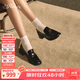 73Hours章若楠同款女鞋風(fēng)笛樂(lè )章2025新款金幣樂(lè )福鞋粗跟小皮鞋時(shí)尚