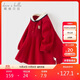 戴維貝拉兒童棉連衣裙女童學(xué)院風(fēng)紅色公主裙裙女寶秋裝