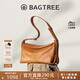 BAGTREE【明星同款】包包樹(shù)奶盒包新腋下植鞣皮單肩斜挎通勤枕頭hobo女包 中號-焦糖色 高級小眾
