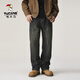 啄木鳥(niǎo)男士牛仔褲春秋季百搭個(gè)性帥氣潮流長(cháng)褲子男美式復古寬松直筒褲 水泥灰 31