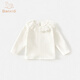 班喜迪女童長(cháng)袖t恤春裝新款洋氣兒童打底衫嬰兒上衣春秋裝寶寶童裝衣服 白色 80
