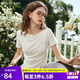 Olrain歐芮兒奶白色短袖T恤女夏季女裝時(shí)尚簡(jiǎn)約一字肩蕩領(lǐng)抽褶上衣 奶白色 S