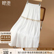 她池寬松款半身裙2025春夏新款女裝民族風(fēng)松緊腰中長(cháng)款A字裙