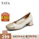 他她（TATA）2025秋商場(chǎng)同款時(shí)尚簡(jiǎn)約淺口女單鞋新款XMM02CQ5 米/杏 38